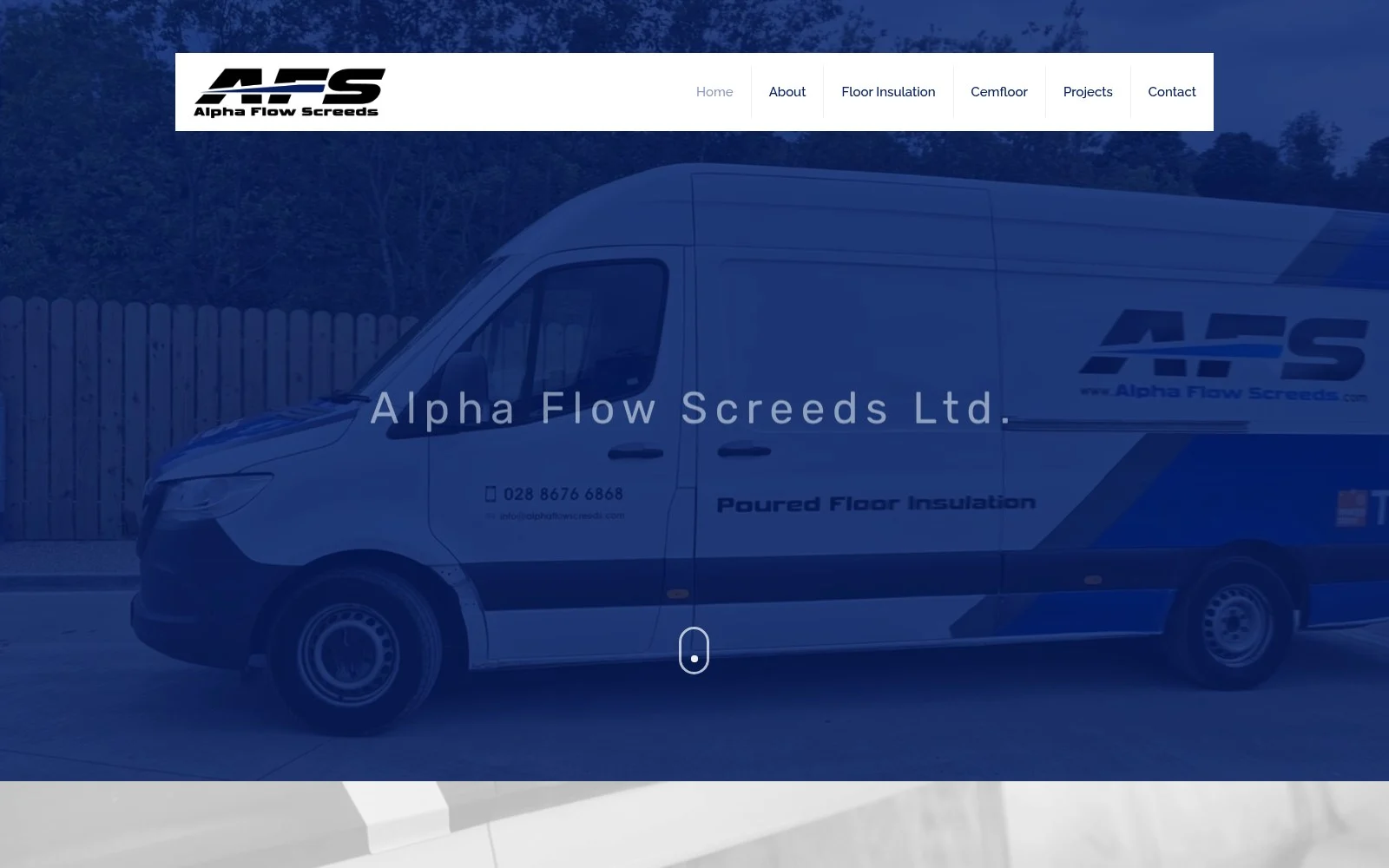 alphaflowscreeds.com website shown on desktop
