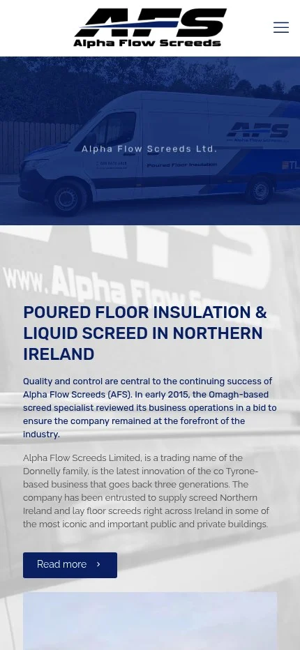 alphaflowscreeds.com website shown on mobile