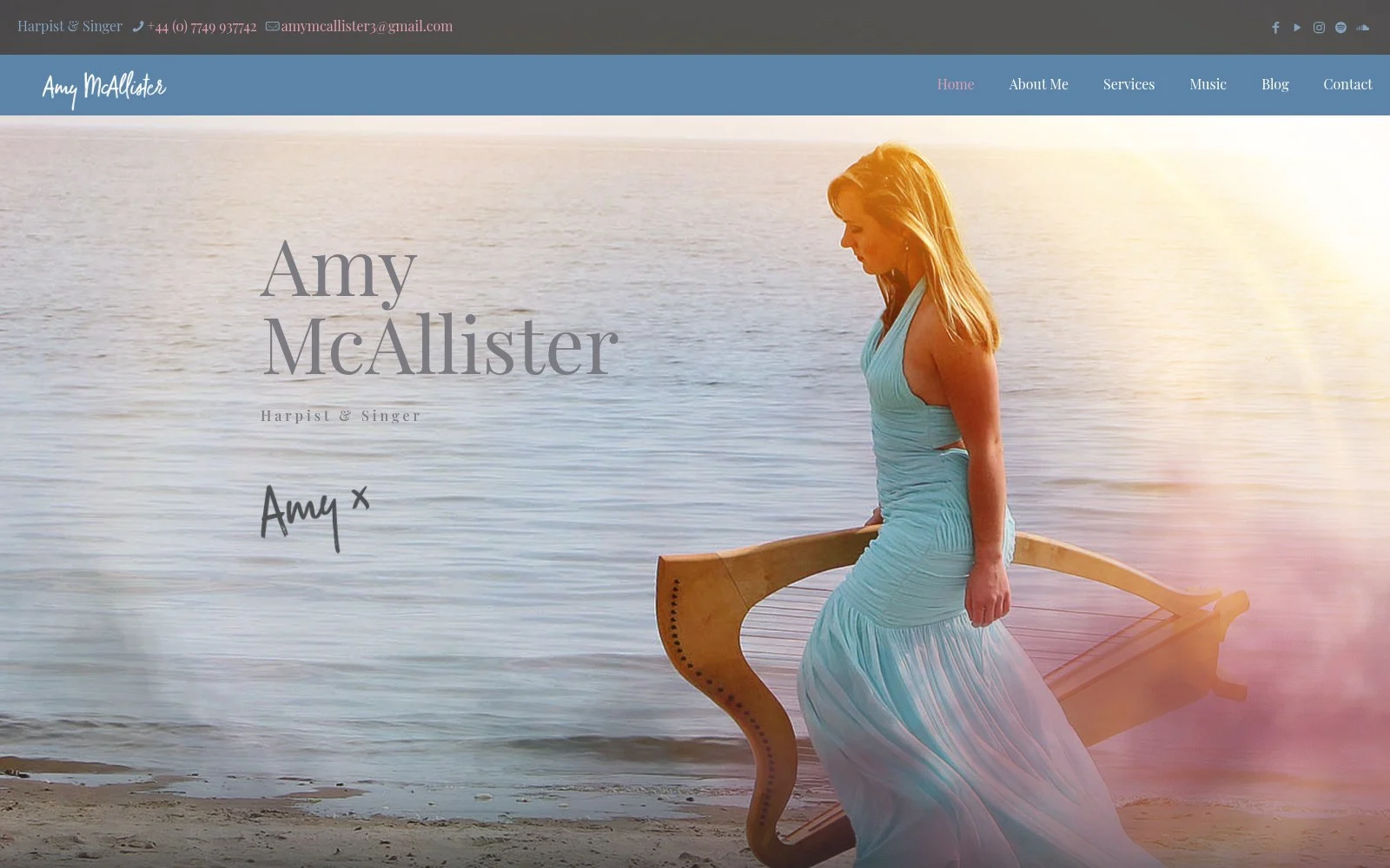 amymcallister.co.uk website shown on desktop