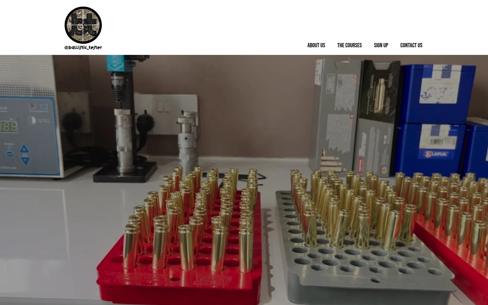 ballistic-tester.co.uk website shown on desktop