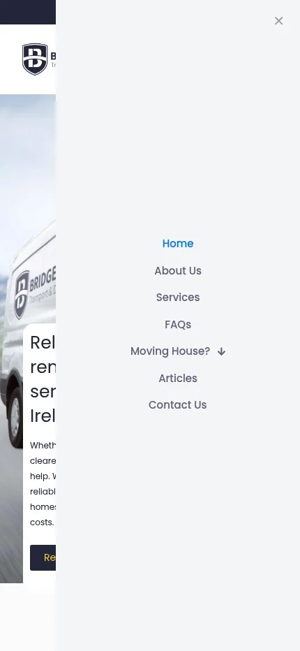 bridgepointtransport.com website shown on mobile