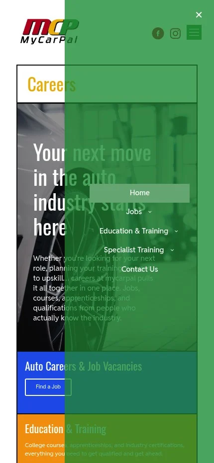 careers.mycarpal.net website shown on mobile