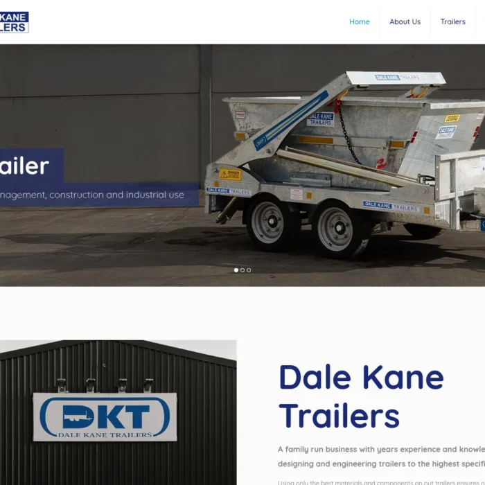 dalekanetrailers.co.uk website shown on desktop