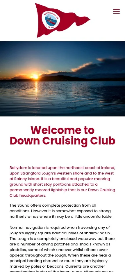 downcruisingclub.uk website shown on mobile