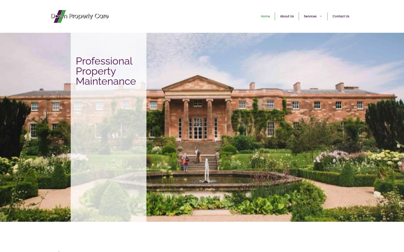 downpropertycare.co.uk website shown on desktop