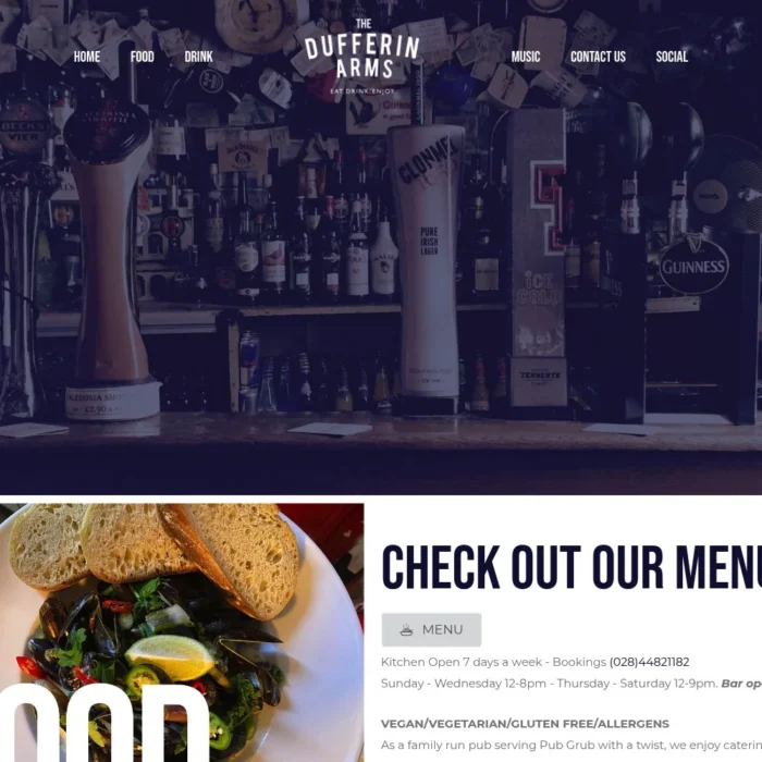 dufferinarms.co.uk website shown on desktop