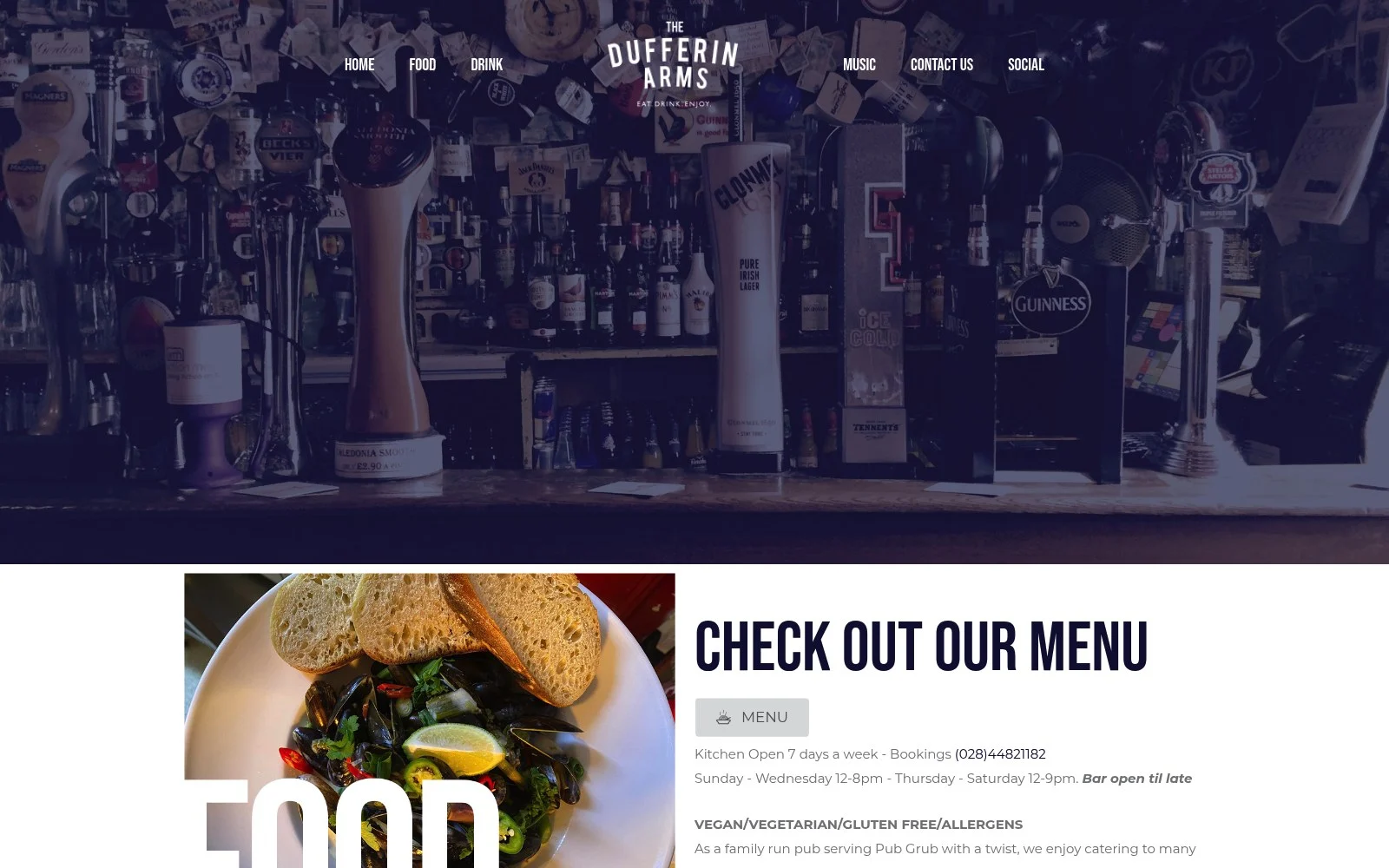 dufferinarms.co.uk website shown on desktop