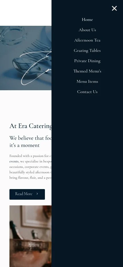 era-cateringandevents.com website shown on mobile