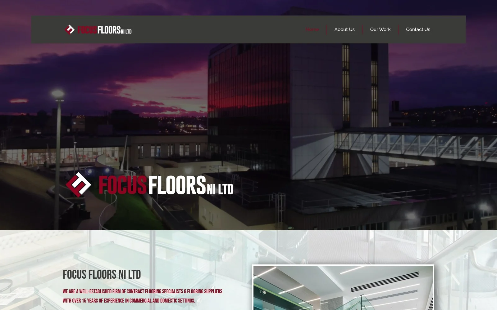 focusfloorsni.com website shown on desktop