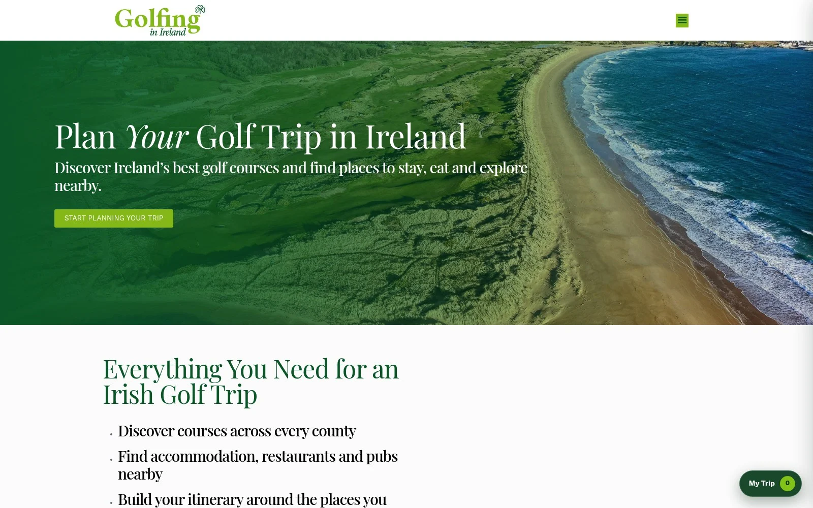 golfinginireland.org website shown on desktop