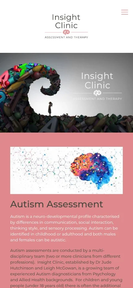 insightclinicni.co.uk website shown on mobile