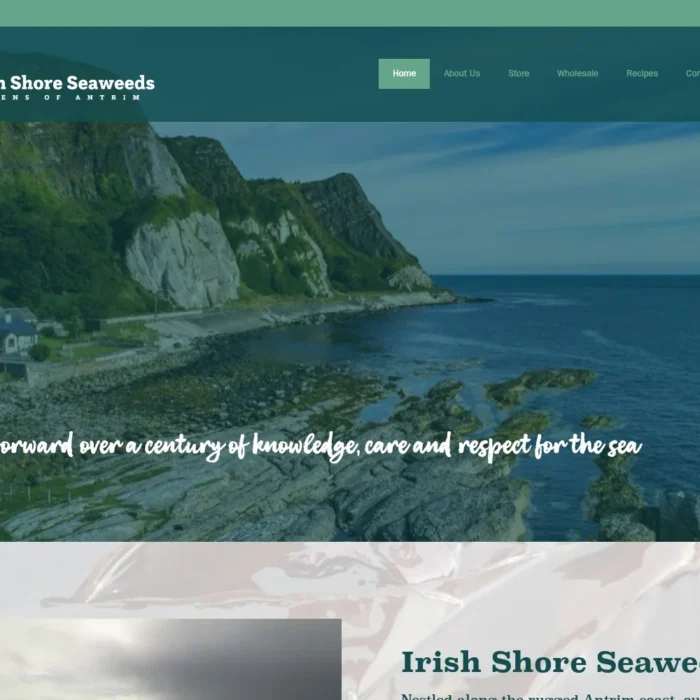 irishshoreseaweeds.com website shown on desktop