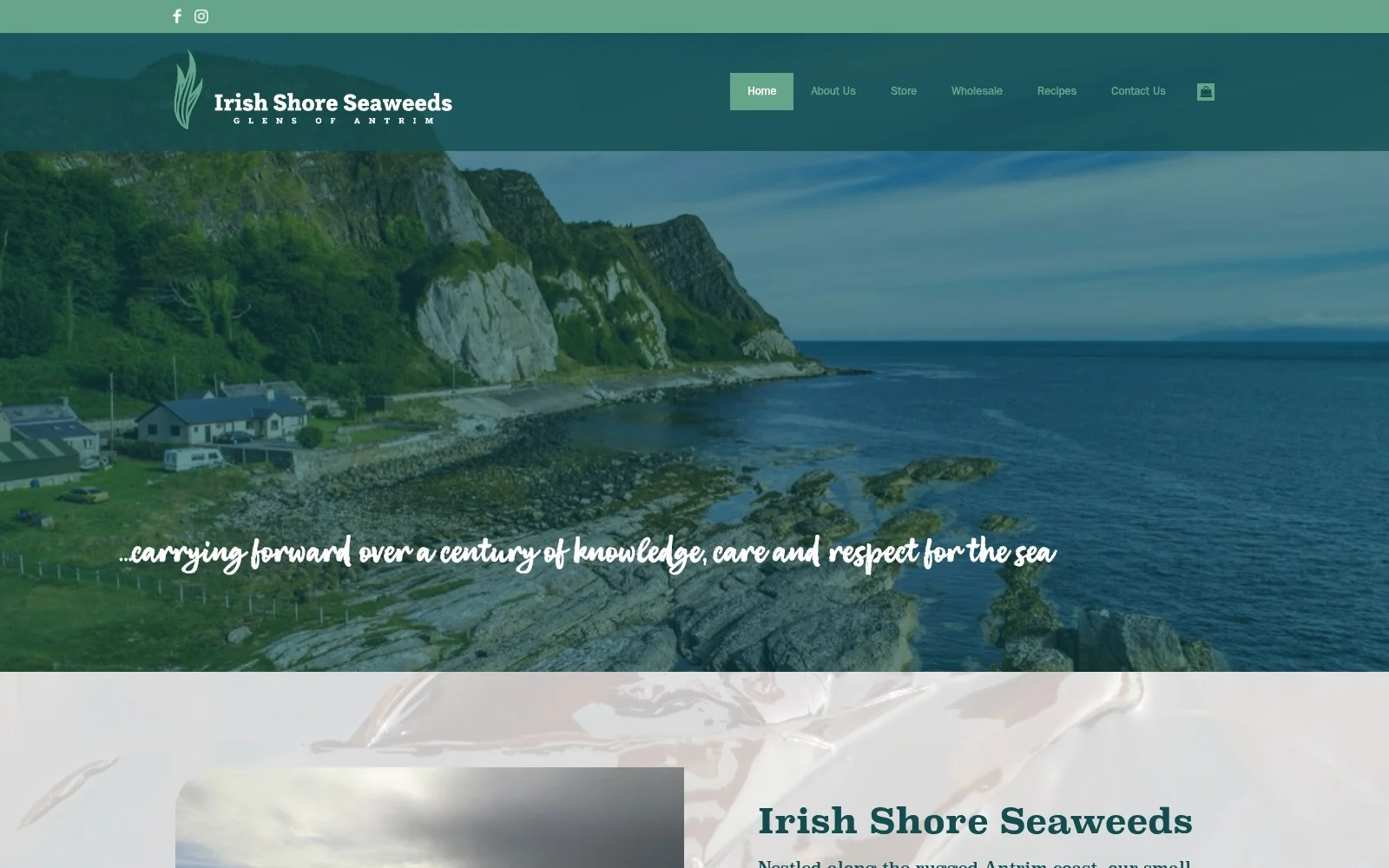 irishshoreseaweeds.com website shown on desktop