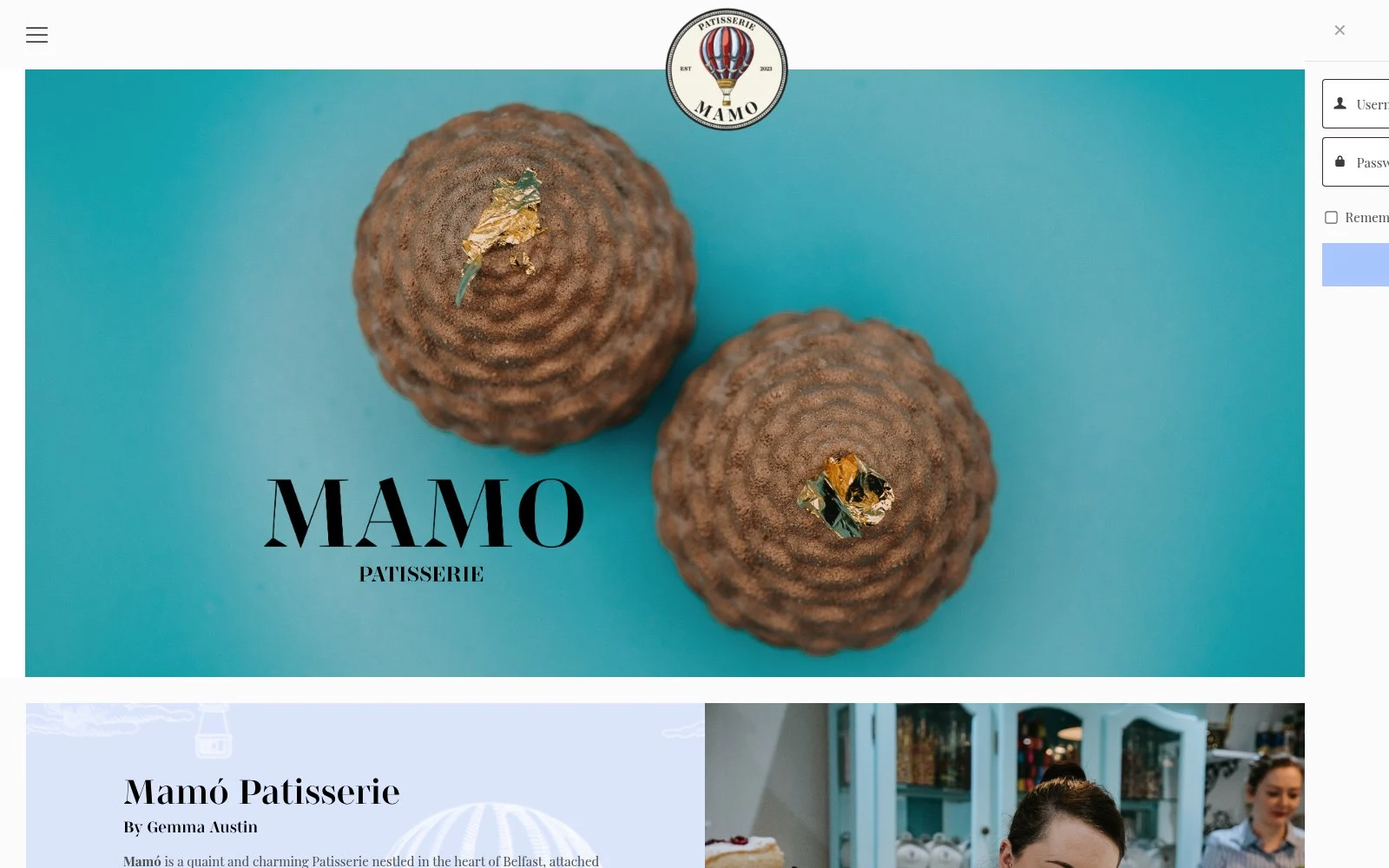 mamopatisserie.com website shown on desktop