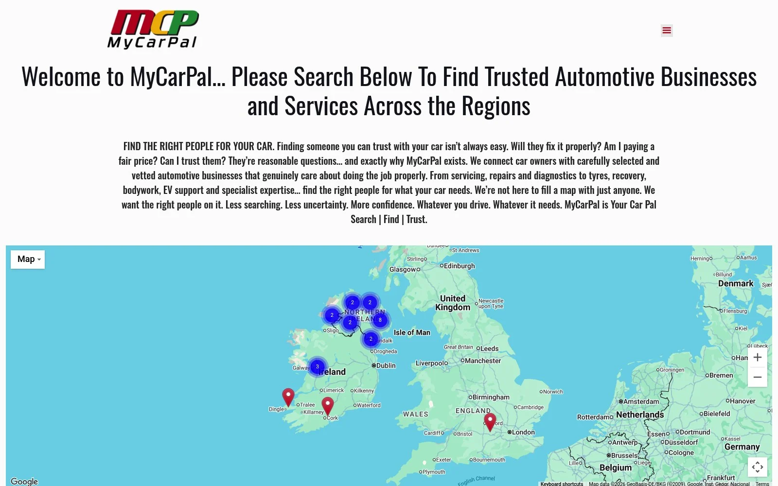 mycarpal.net website shown on desktop