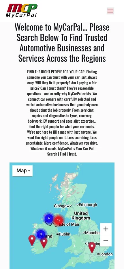mycarpal.net website shown on mobile