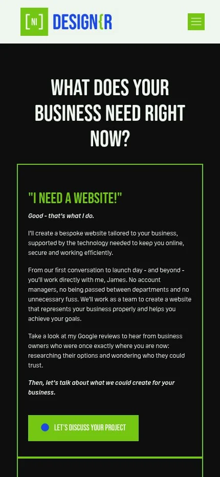 nidesigner.com website shown on mobile