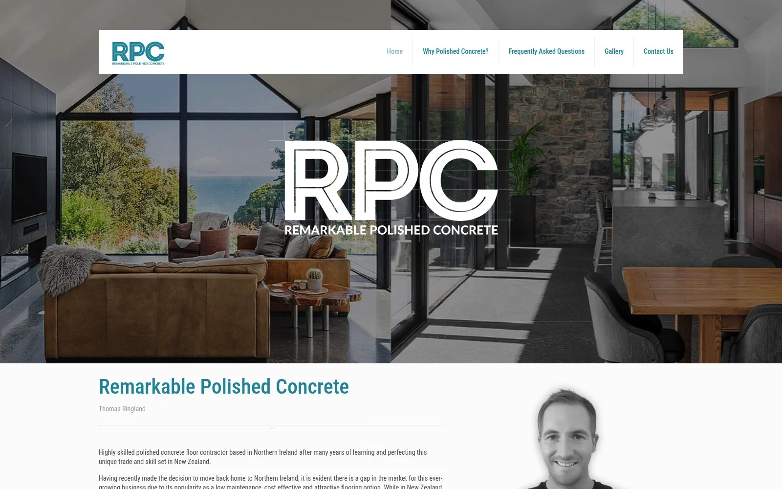 remarkablepolishedconcrete.co.uk website shown on desktop
