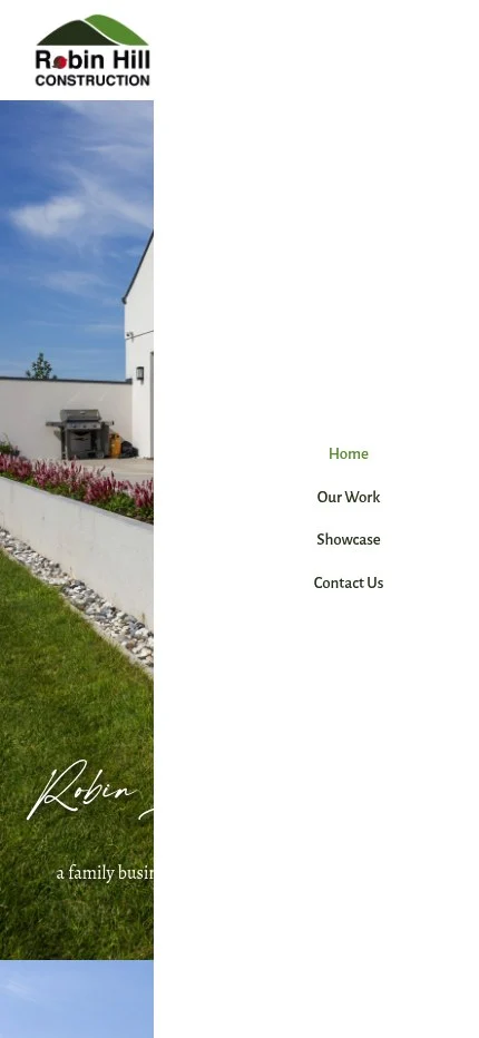 robinhillconstruction.com website shown on mobile