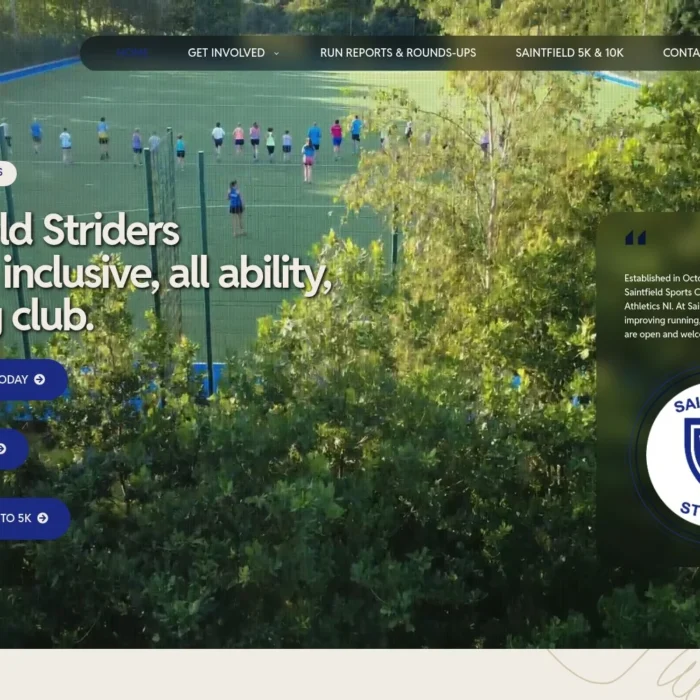 saintfieldstriders.com website shown on desktop