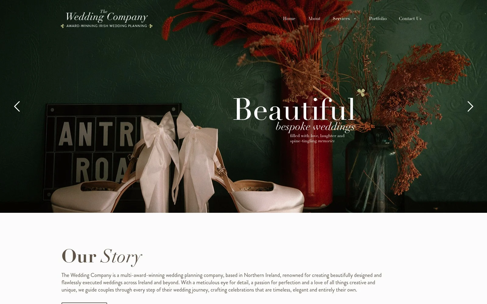 theweddingcompany.ie website shown on desktop