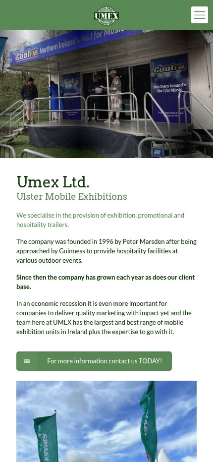 umexhire.com website shown on mobile