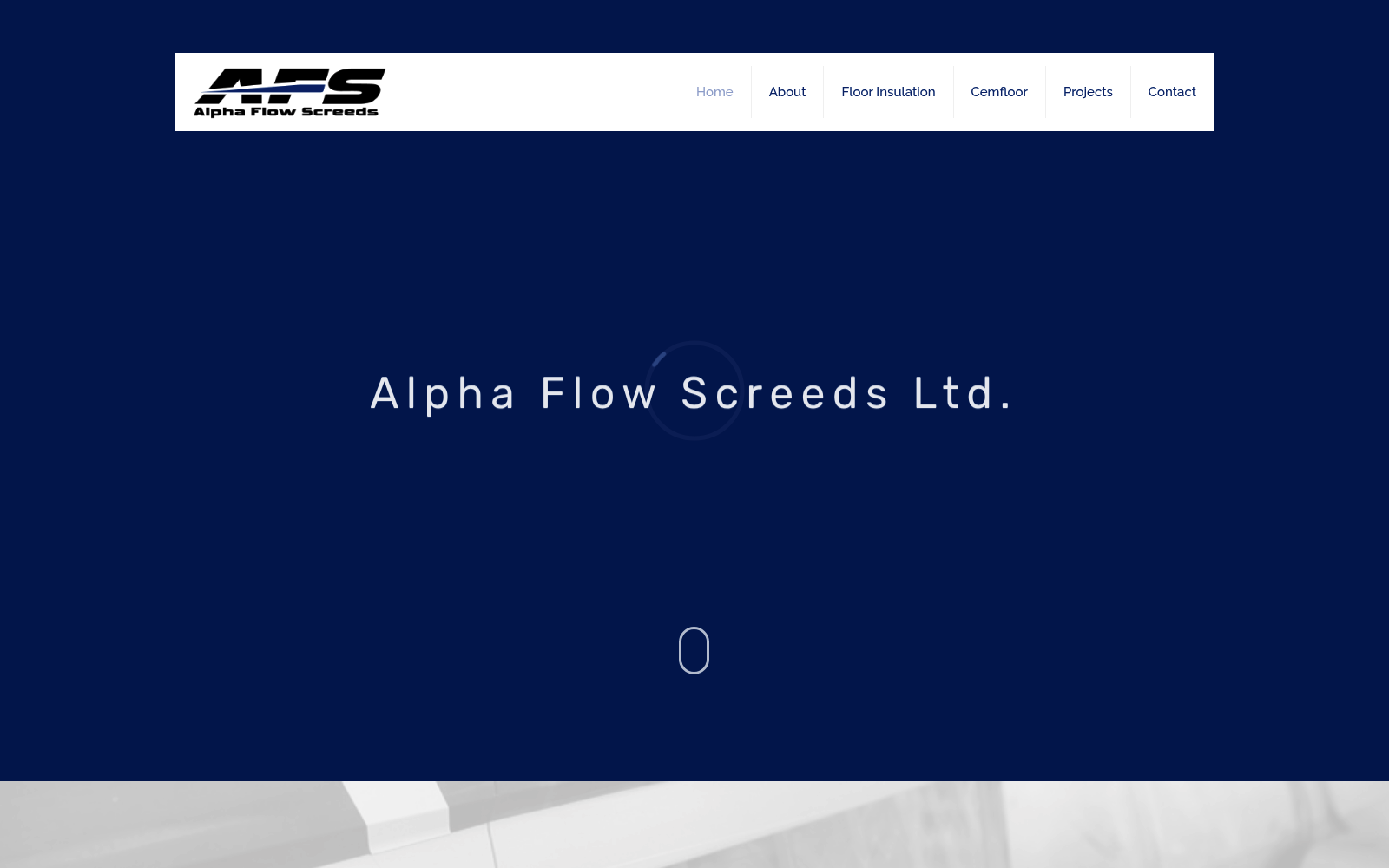 Alpha Flow Screeds website design on desktop