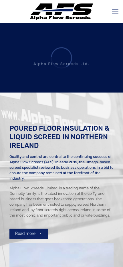 Alpha Flow Screeds responsive website design on mobile