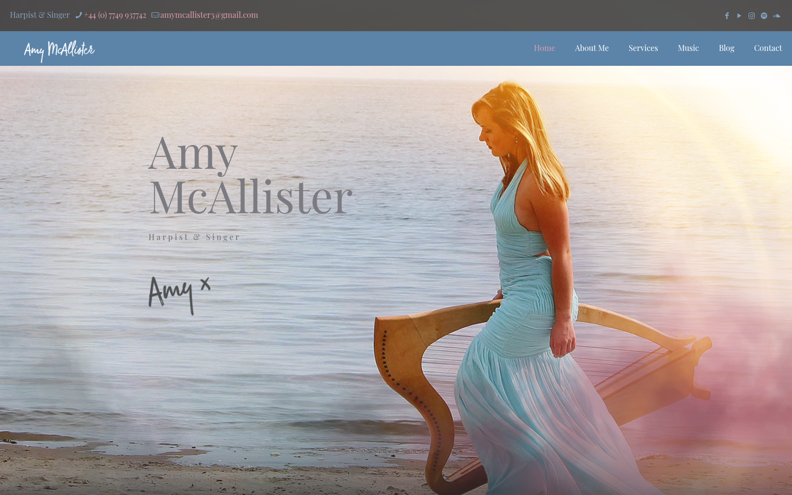 Amy McAllister website design on desktop