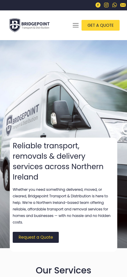 Bridgepoint Transport responsive website design on mobile