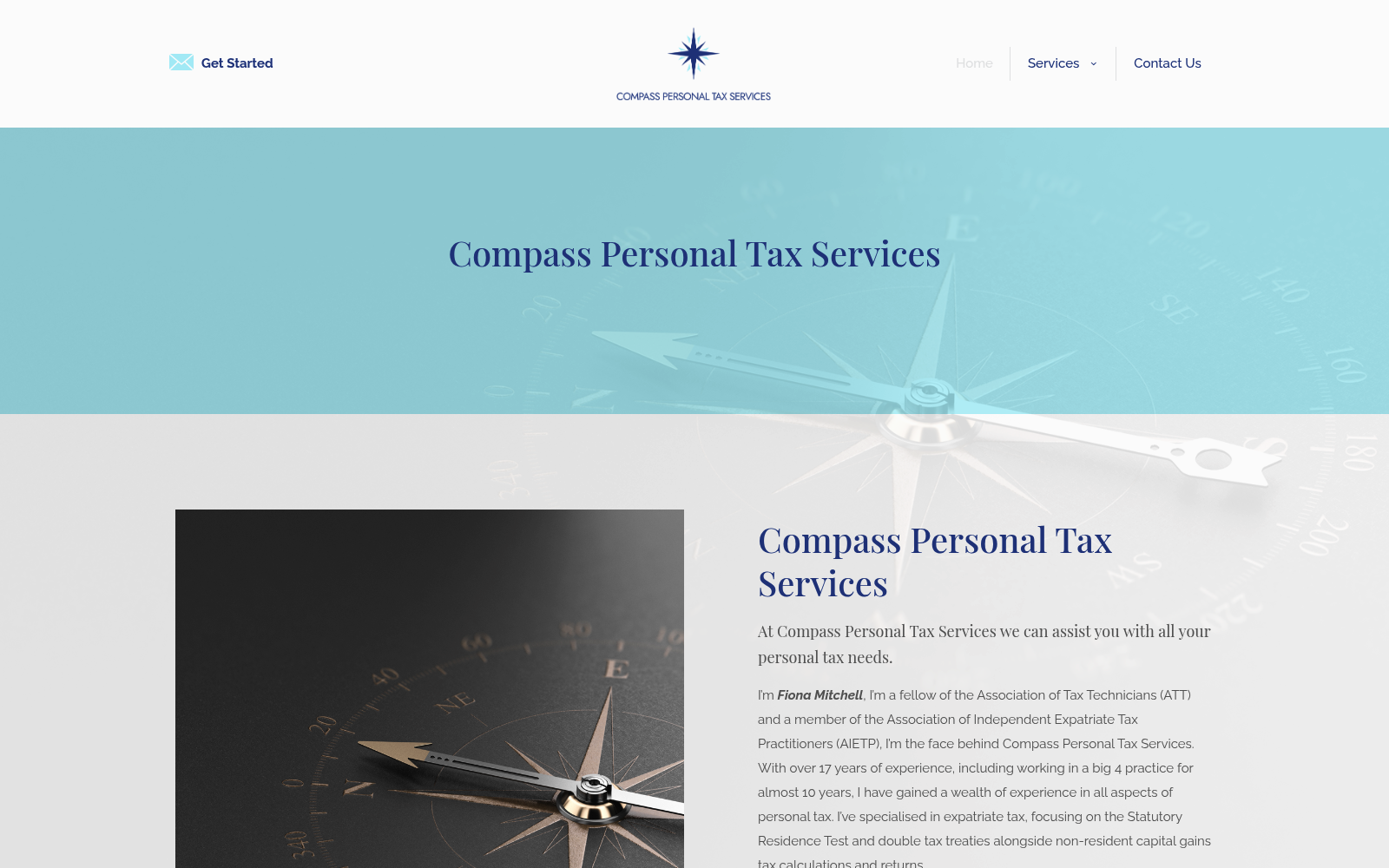 Compass Personal Tax website design on desktop