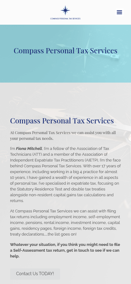 Compass Personal Tax responsive website design on mobile