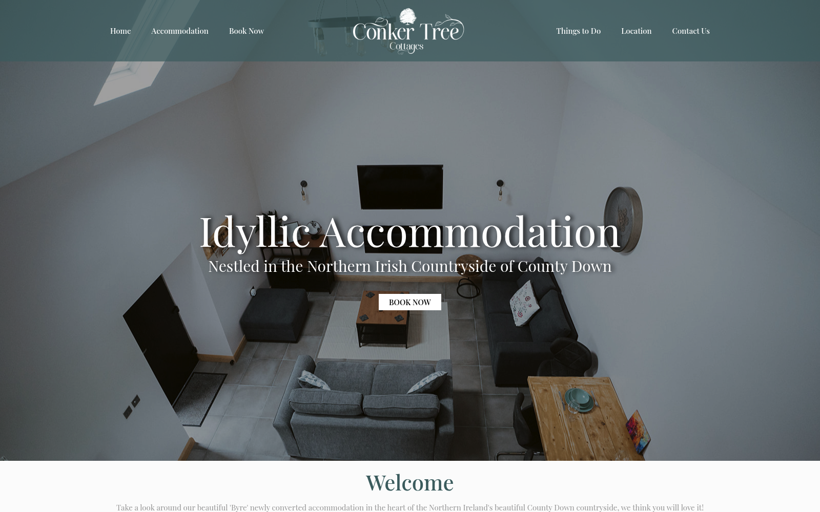 Conker Tree Cottages website design on desktop
