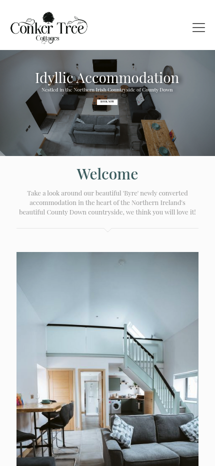 Conker Tree Cottages responsive website design on mobile