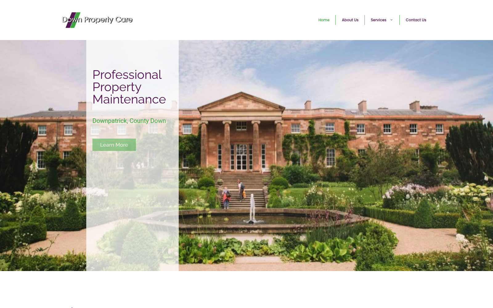 Down Property Care website design on desktop