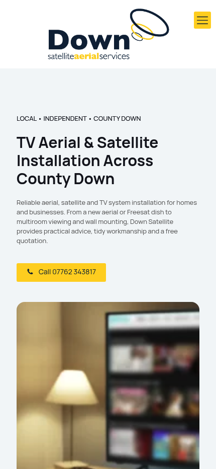 downsat.co.uk website shown on mobile