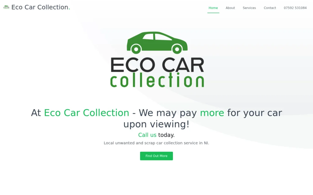 ecocarcollection.co.uk website shown on desktop