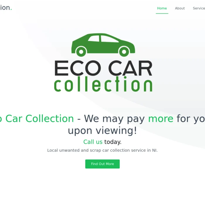 ecocarcollection.co.uk website shown on desktop