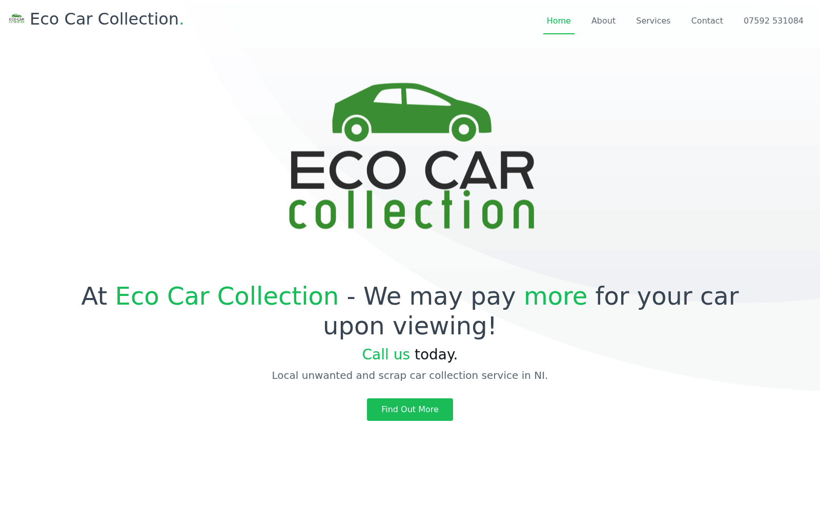 ecocarcollection.co.uk website shown on desktop
