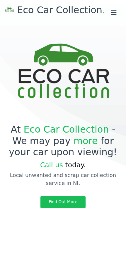 ecocarcollection.co.uk website shown on mobile