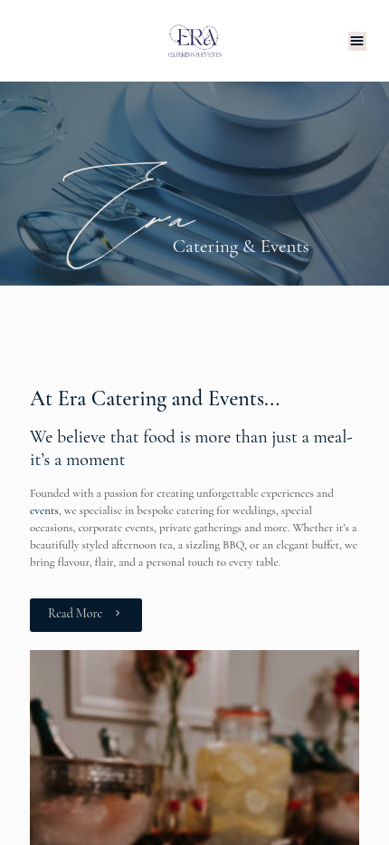 ERA Catering & Events responsive website design on mobile