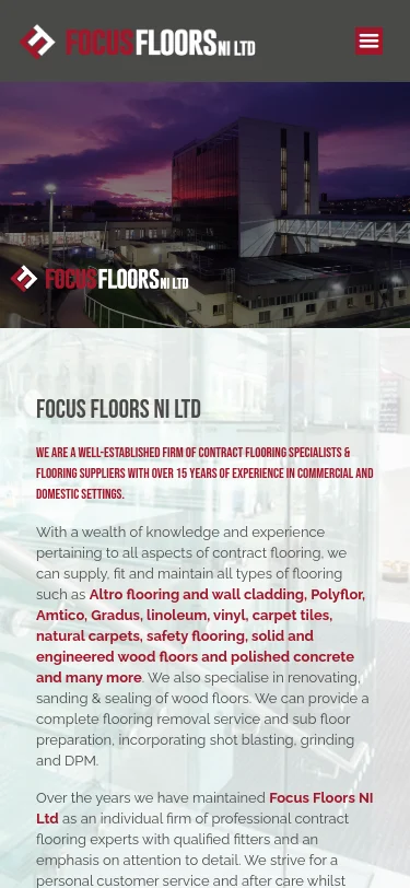 Focus Floors NI responsive website design on mobile