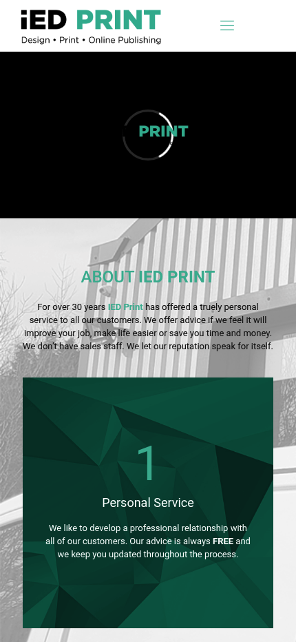 IED Print responsive website design on mobile