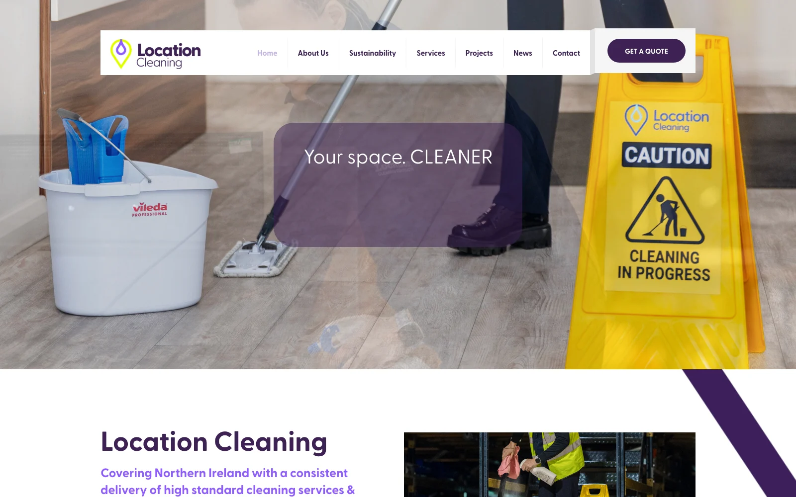 Location Cleaning Contracts website shown on desktop
