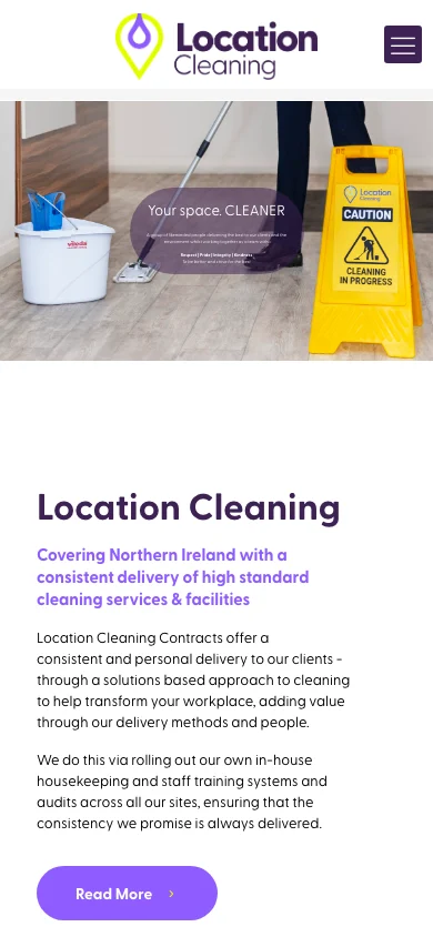 Location Cleaning Contracts responsive website design on mobile