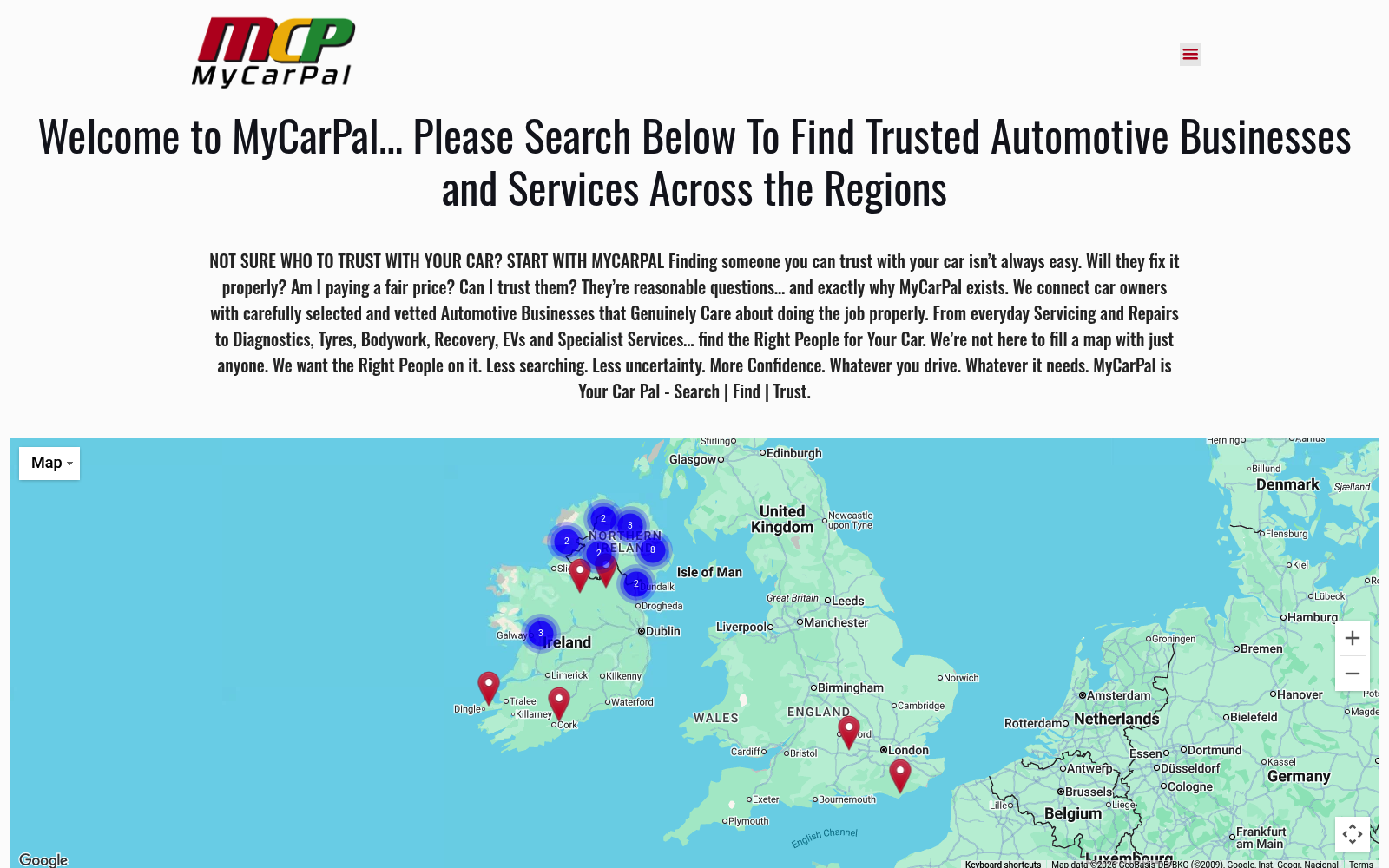 MyCarPal website design on desktop