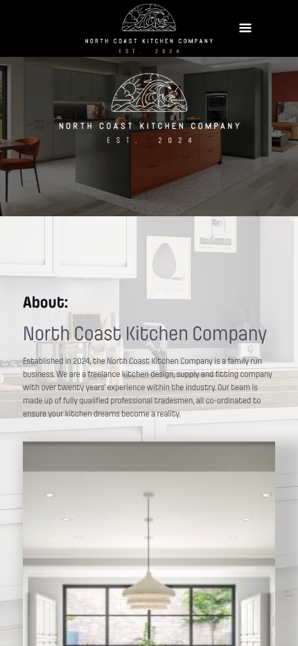 North Coast Kitchen Company responsive website design on mobile