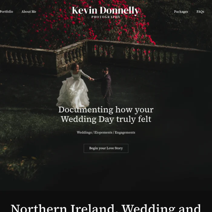 photographybykevindonnelly.com website shown on desktop