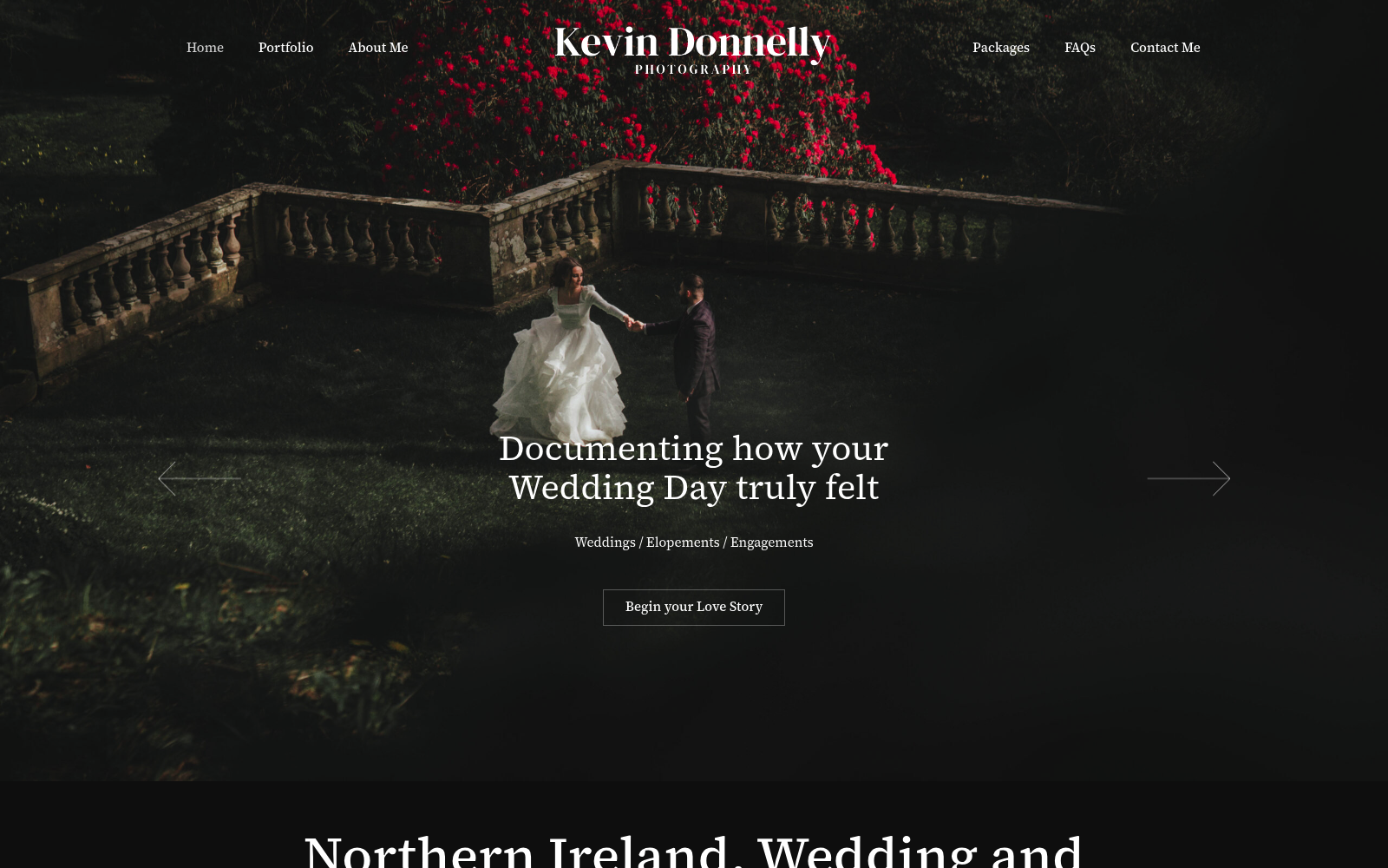 photographybykevindonnelly.com website shown on desktop