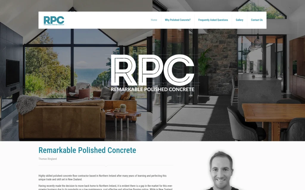 remarkablepolishedconcrete.co.uk website shown on desktop